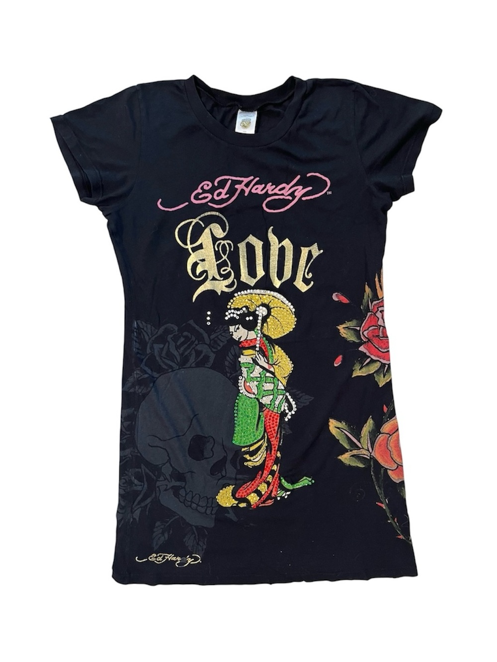 ✨ED HARDY ✨ 'Love' Graphic Tunic with Floral and Geisha Motif